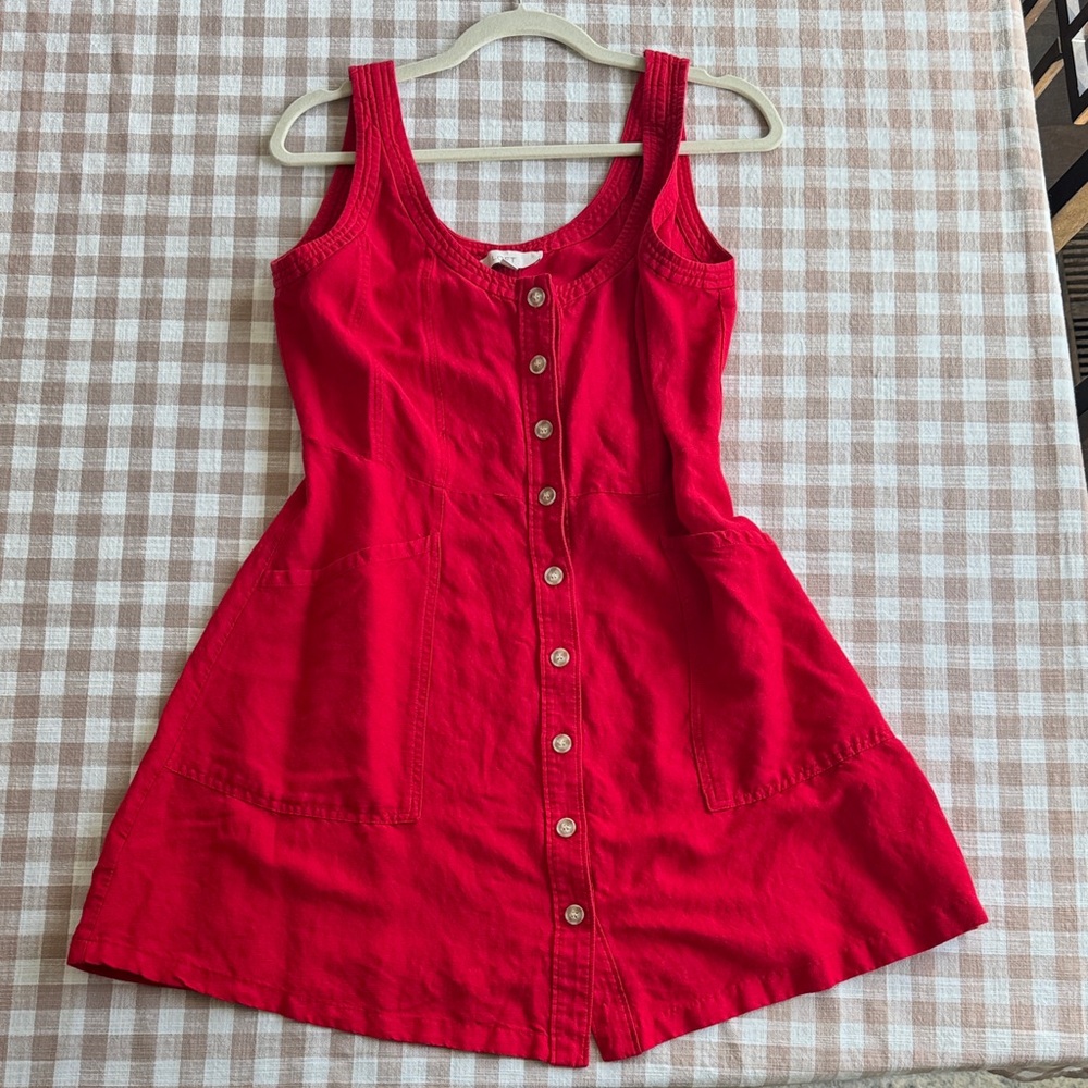Loft Vibrant Red Button-Down Top - image 1